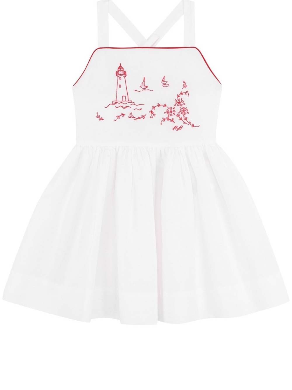 Ralph Lauren White Sundress with Red Embroidery